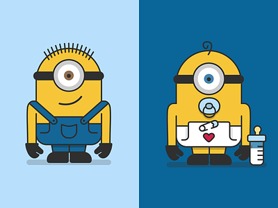 Minions baby blue despicable me flat icon illustration minions yellow
