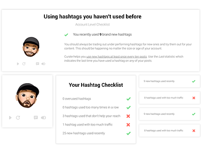 Simple personalized Instagram hashtag checklists