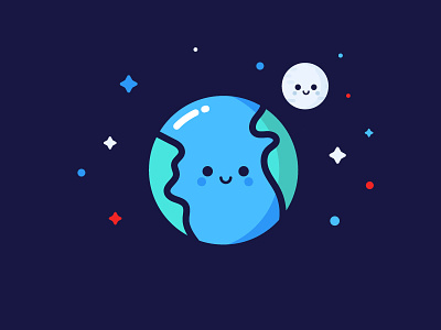 Earth earth happy identity illustration moon planet space vector