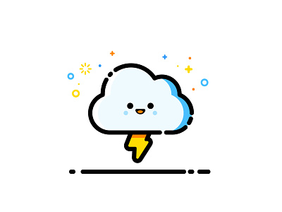Thunder cloud happy identity illustration thunder vector