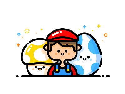 Mario avatar character egg identity illustration mario mbe mbe style much nintendo vector yoshy