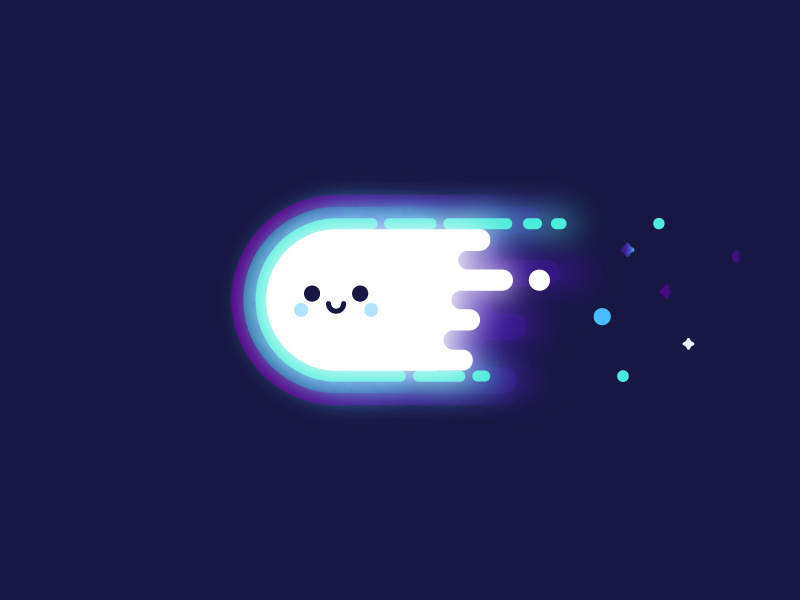 Electron smiling face cute happy smile monster mbe comet speed light icon atom electron