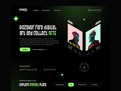 Primates NFT Landing Page branding design illustration landingpage logo ux