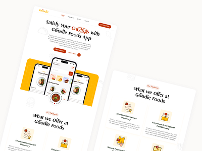 Goodie Foods Landing Page app branding design graphic design illustration landingpage logo