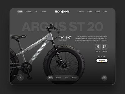 Desktop: Mongoose Bike Product Page app branding graphic design illustration landingpage logo ui ux vector