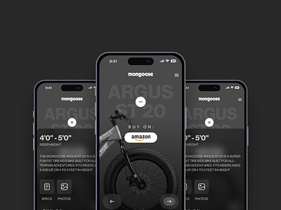 Mobile: Mongoose Bike Product Page app branding design graphic design illustration landingpage ux vector