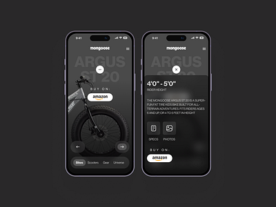 Mobile: Mongoose Bike Product Page app branding design illustration landingpage ui ux