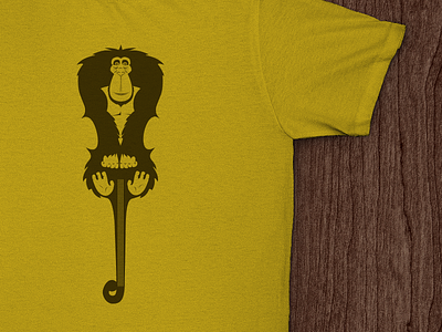 Music T-Shirts: Contrabass animal ape chello illustration monkey music print shirt t shirt tshirt yellow