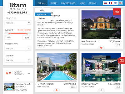 Iltam listing page real estate website website design