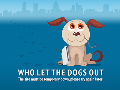 Swifto.com Sitedown dog error page illustration router