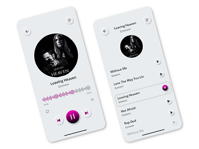 Song player app adobexd android eminem gradients hollywood ios music neomorphism player song song player songs ui ux