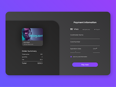 DailyUI 002 | Credit Card Checkout checkout page dailyui dailyuichallenge gradient design movie app payment webdesign
