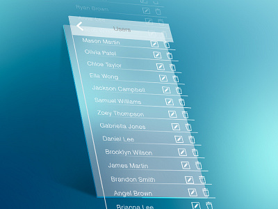 User List app blur flat glass list mobile screen uiux user