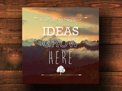 Ideas Grow Here ideas poster retro shadow tree typography vintage wood