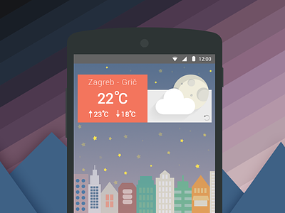 HR vrijeme Widget android flat hrvrijeme moon night weather widget
