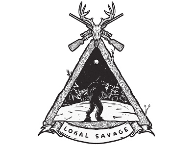 Lokal Savage 1 black design poster sasquatch savage white