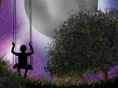 Loneliness - illustration animation background branding design digital illustration digitalart illustration illustrator loneliness night illustration photoshop vector