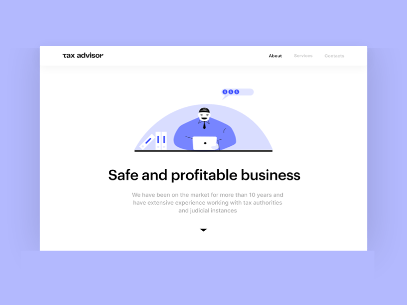 Tax Advisor Website (Desktop) bussines design desktop figma illustrations lavender principle taxes ui vector website