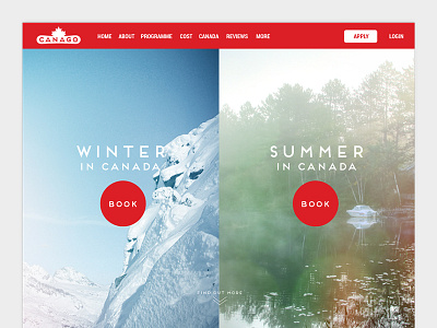 Canago Landing Page canada canago home landing summer travel web web design winter