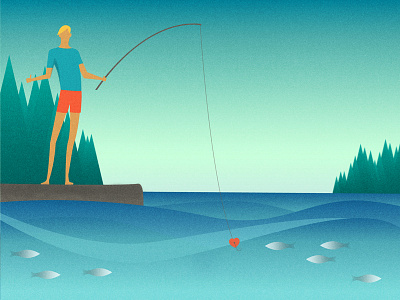 Casual Fishing fishing illustration lake summer
