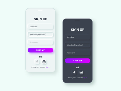 Skeuomorph Signup UI Light & Dark (Neumorphism) by Kabir Kayastha on ...