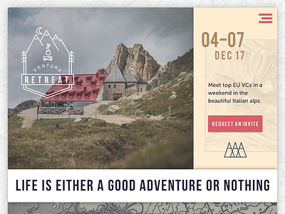 Homepage for Venture Retreat adventure homepage retreat sketch venture web