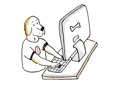 Dog At work on his iWof designer dog golden retriever graphic designer illustration imac labrador working