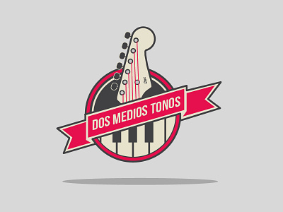Dos Medios Tonos Logo guitar keyboard logo music ribbon