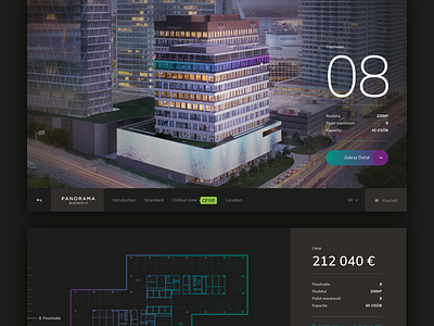Panorama Bussiness - Webpage dark floor plans interaction design layout navigation parallax photography scroll select typogaphy webdesig