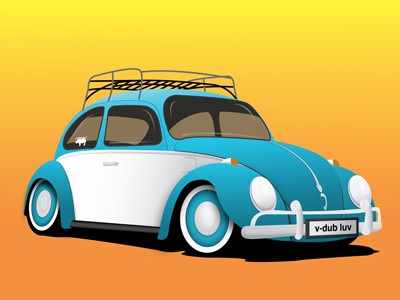 VeeDub beetle bug car classic color flat illustration vintage volkswagen vw