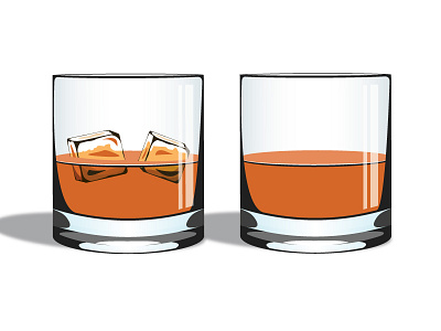 Illustration: Two Whiskeys bar bourbon design double glasses ice illustration neat rocks vector vector art whiskey