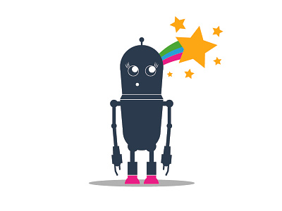 Eugene the Distracted branding character design flat girl illustration magic marketing robot stars vector website