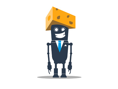 Eugene the One-Upper branding character cheese design flat hat illustration marketing robot suit vector website