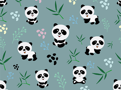 Cute Seamless Panda Pattern floralpattern pandapattern patterndesign seamlesspandapattern seamlesspattern