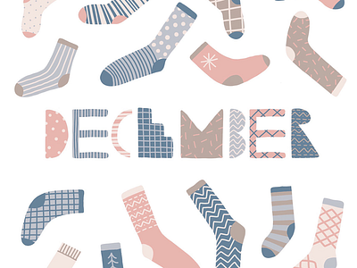 December december illustraion lettering procreate socks