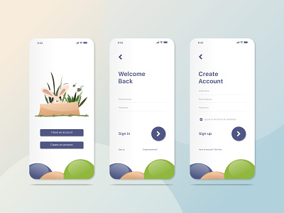 Sign Up And Sign In Screen for Mobile app android create account interface interface design iphone log in mobile ui sign in sign up uidesign ux ui welcome screen