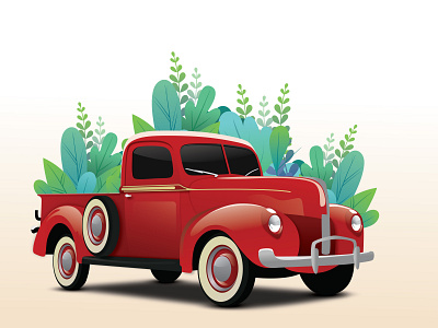 Classic red pick up truck beautiful classic illustration red truck vector vector tracing vintage vintage car