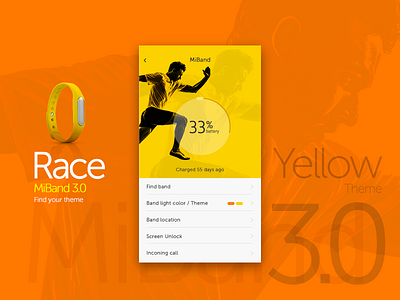 MiBand 3.0 Yellow miband race run yellow