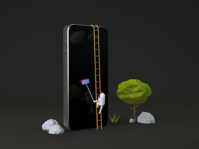 The shining "phoners" 3d astronaut c4d cinema4d clean illustration iphone nasa physicalrender space surreal tree