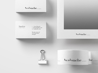 Brand design for Avalanche design studio. avalanche branding free graphic design minimal mockup snow stationary studio white