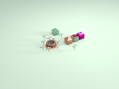 Elements for 3D Village Illustration