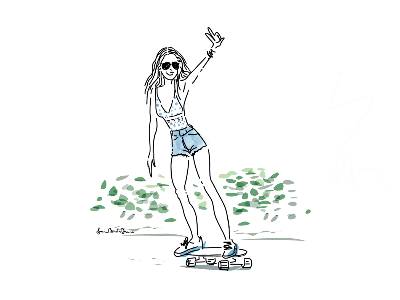 Illustrations for friends girl illustration minimal skate