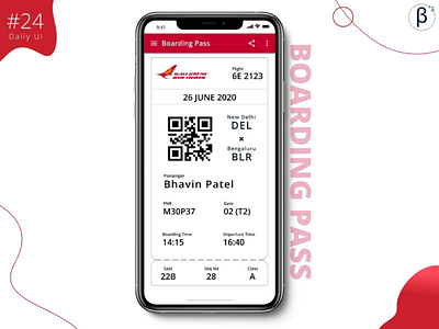 Boarding Pass | Daily UI 24 airindia dailyui dailyui24 dailyuichallenge figma interactiondesign mobiledesign uidesign uiuxdesign usercentereddesign userexperience userexperiencedesign userinterface uxdesign uxresearch