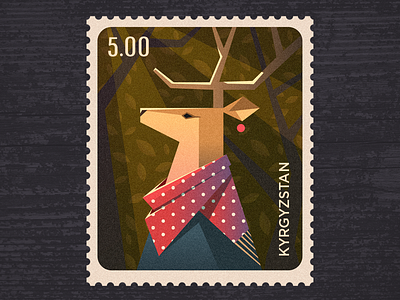 Deer animals deer kyrgyzstan postage stump