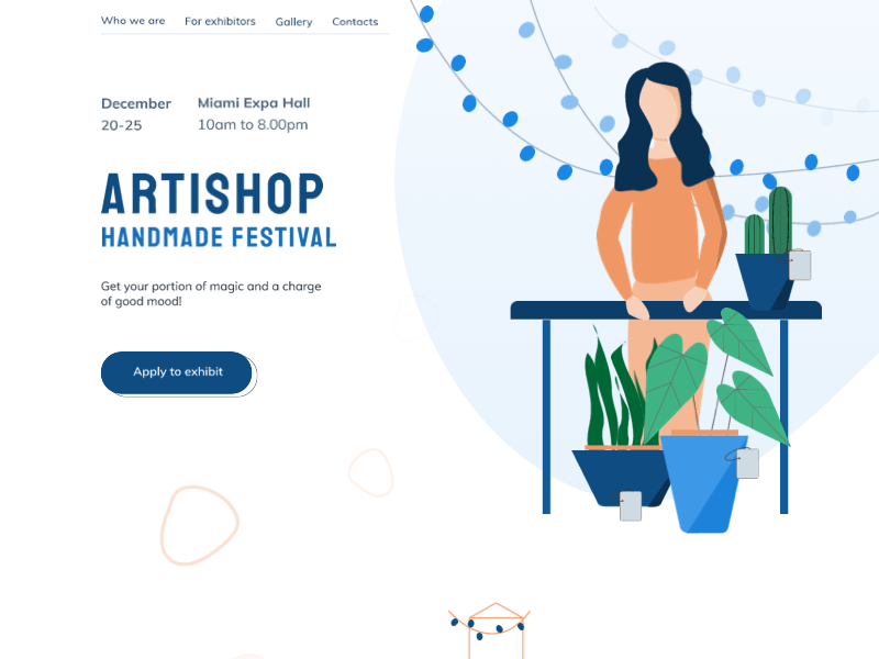 ARTISHOP landing page concept