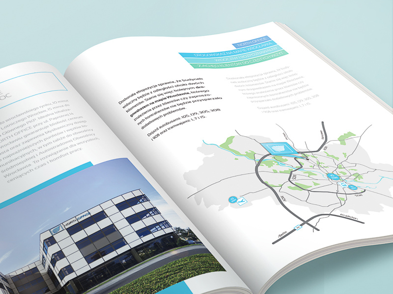 Catalogue - Real Estate Investment real estate investment catalogue brochure offices new buildings wroclaw blue green