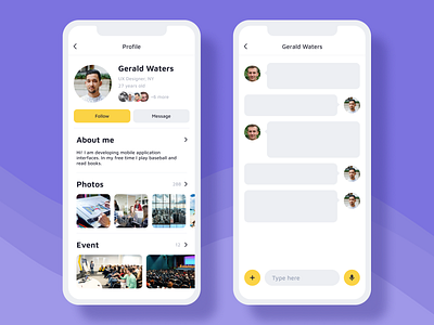 Social network user profile and chat app chat clean daily 100 challenge dailyui design design app figma flat minimal profile social ui ui design user interface white