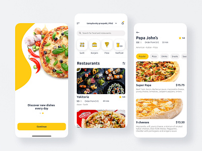 Hungry Man - Food delivery app app burgers delivery design design app figma food pizza sushi ui ui design yellow