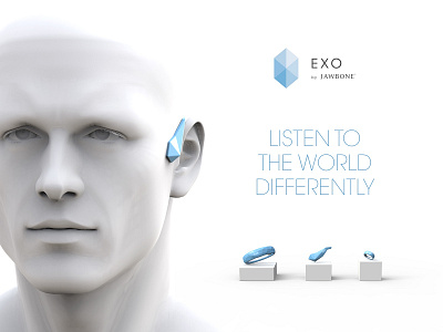 Jawbone EXO Ecosystem - Smart Headset ad adv advertising connected design human illustration industrial industrialdesign internetofthings iot jawbone man portrait product product design render smart technology wearable