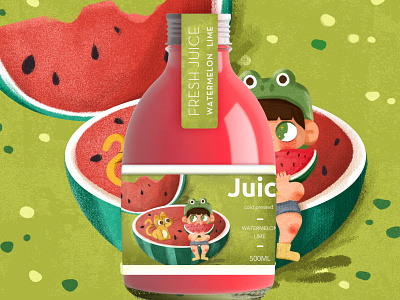 Would you like some watermelon juice？ animal boys children cute package summer watermelon
